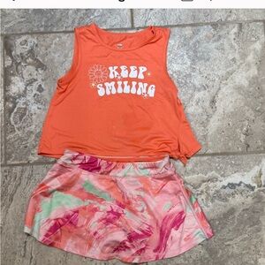 Used Size 4T Ideology Orange Top and Colorful Skirt Set